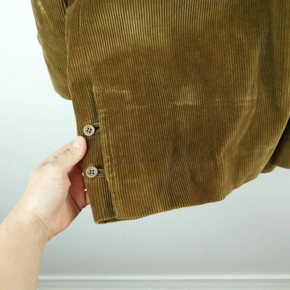 Vintage Cortefiel Corduroy Shooting Jacket Brown Suede Patch Hunting Coat 42